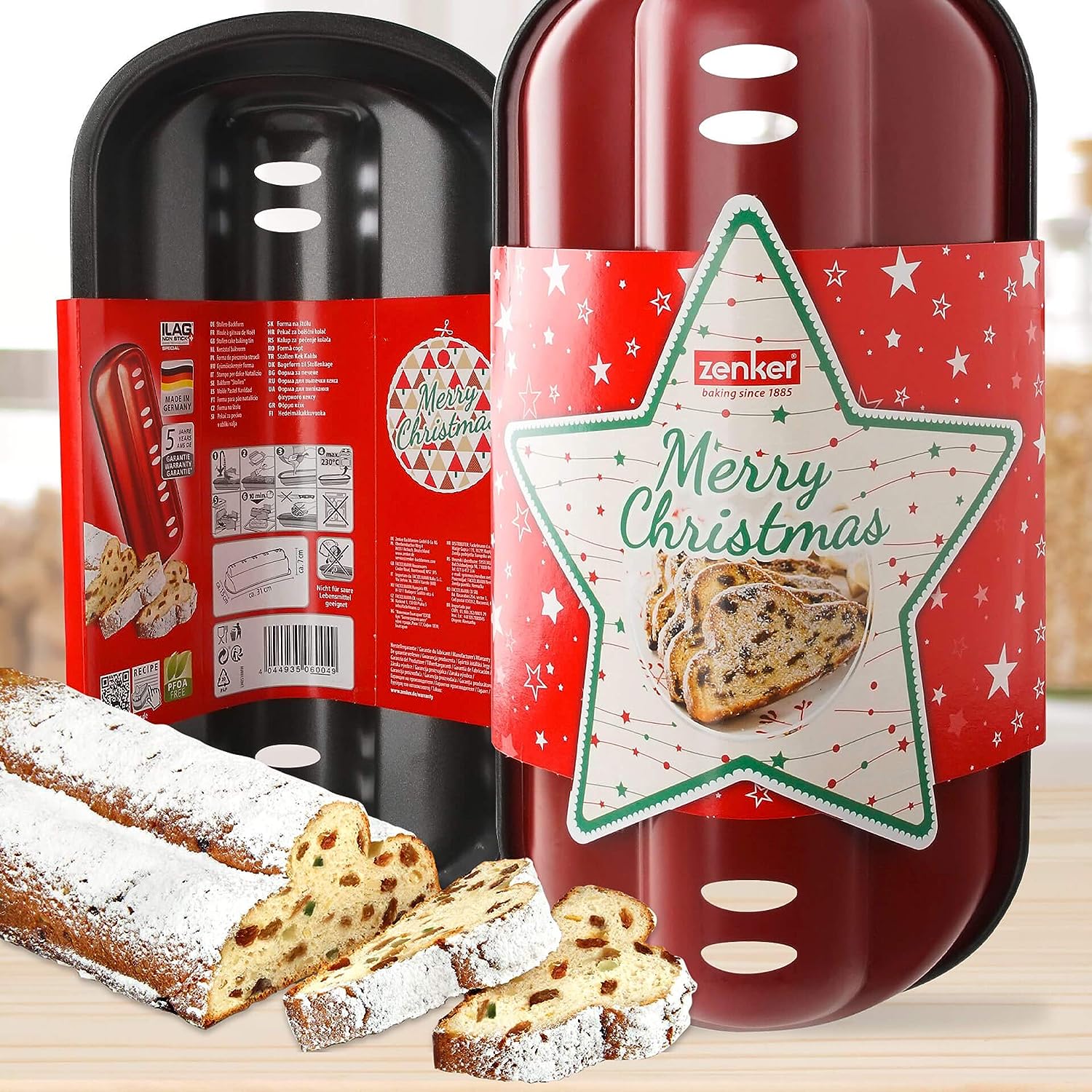 Zenker "Sparkling Christmas" Stollen Baking Mould, Red/Black