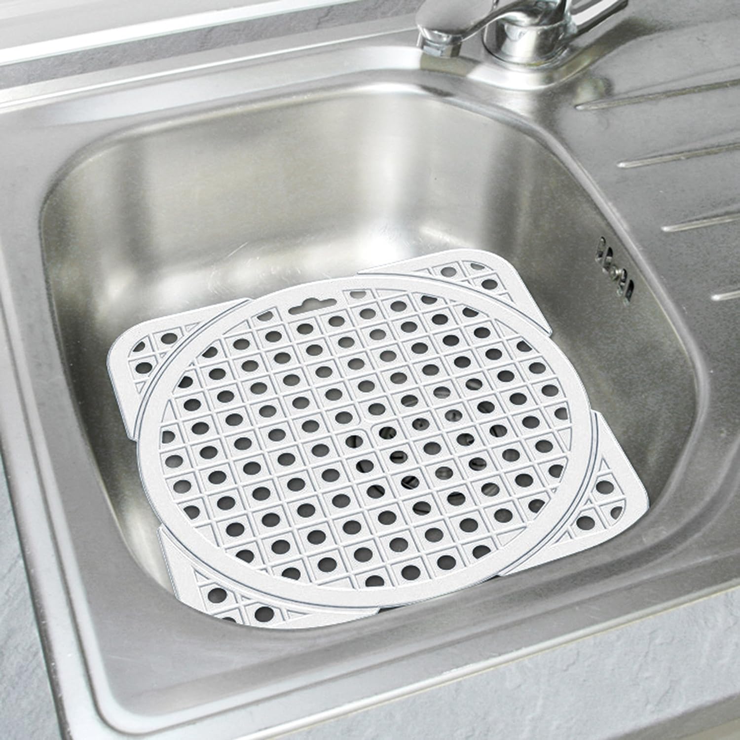 Fackelmann Sink Mat, Plastic, 30X30 cm, Grey/White