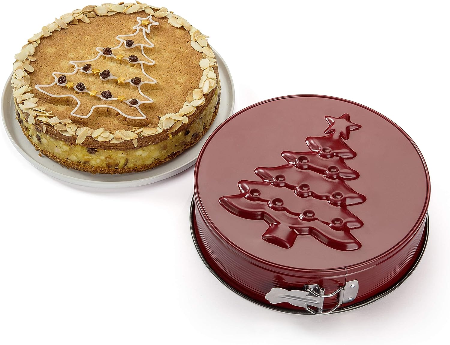 Zenker "Sparkling Christmas" Springform With Flat And Motive Base Steel With Nonstick Coating, Red/Black