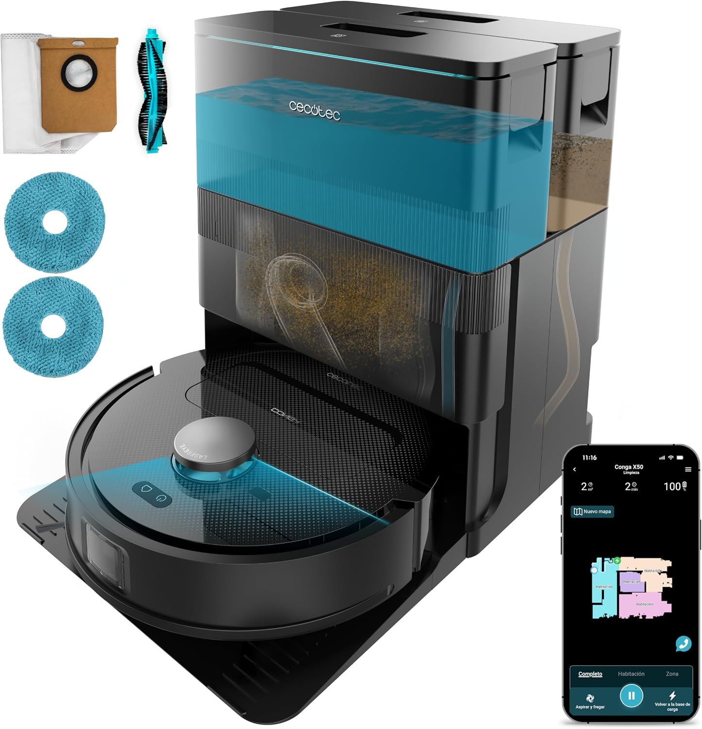 Cecotec Conga X50 X-Treme | Robot Vacuum & Mop | 15000Pa | Self-Emptying