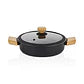 FALEZ AURIS CRYSTAL 4 MM 26 CM SHALLOW CASSEROLE (black color, wooden effect accesories, silicone glass lid)