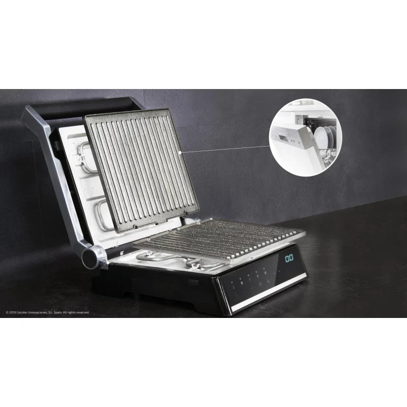Cecotec Rock’Ngrill Smart Electric Grill, 2000 W Power, Smart 180° Opening, Removable Non-Stick RockStone