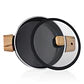 FALEZ AURIS CRYSTAL 4 MM 26 CM SHALLOW CASSEROLE (black color, wooden effect accesories, silicone glass lid)