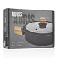 FALEZ AURIS CRYSTAL 4 MM 26 CM SHALLOW CASSEROLE (black color, wooden effect accesories, silicone glass lid)