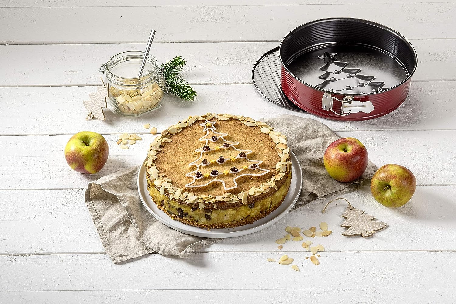 Zenker "Sparkling Christmas" Springform With Flat And Motive Base Steel With Nonstick Coating, Red/Black