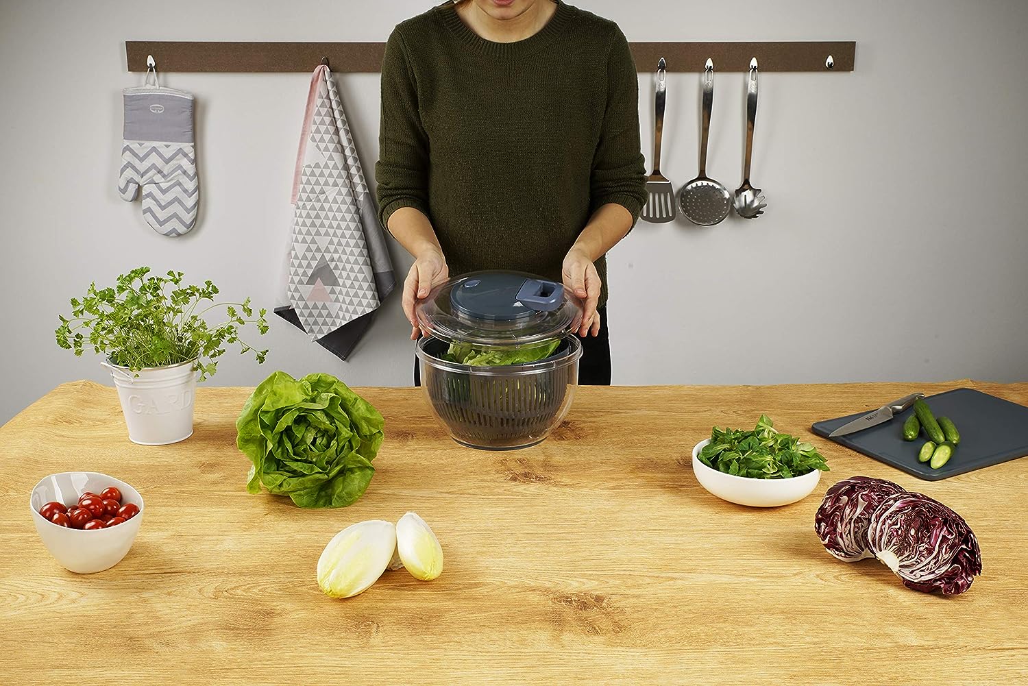 Fackelmann Salad Spinner Plastic, Ø245X170 mm, Blue/Grey