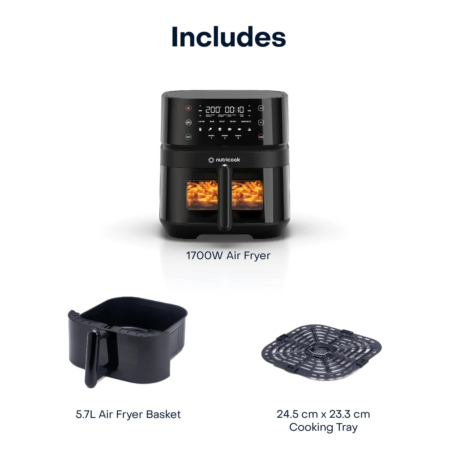 Nutricook Air Fryer 3 Vision ، 1700 Watts ، شاشة تحكم رقمية