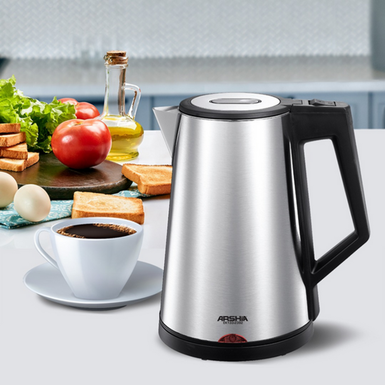 Arshia Electric Kettle Stainless Steel Silver, 1.7 L, 2150 W