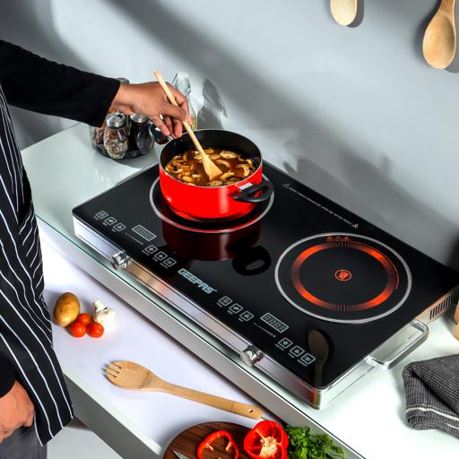 Geepas Double Burner Infrared Cooker, Led Display,9 Temperature Settings