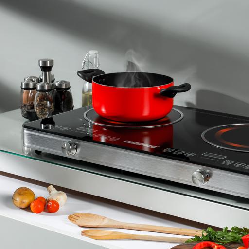 Geepas Double Burner Infrared Cooker, Led Display,9 Temperature Settings