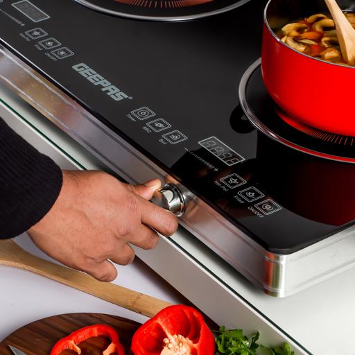 Geepas Double Burner Infrared Cooker, Led Display,9 Temperature Settings