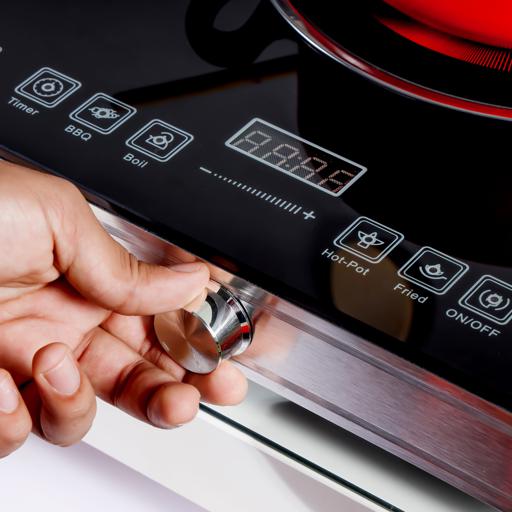 Geepas Double Burner Infrared Cooker, Led Display,9 Temperature Settings