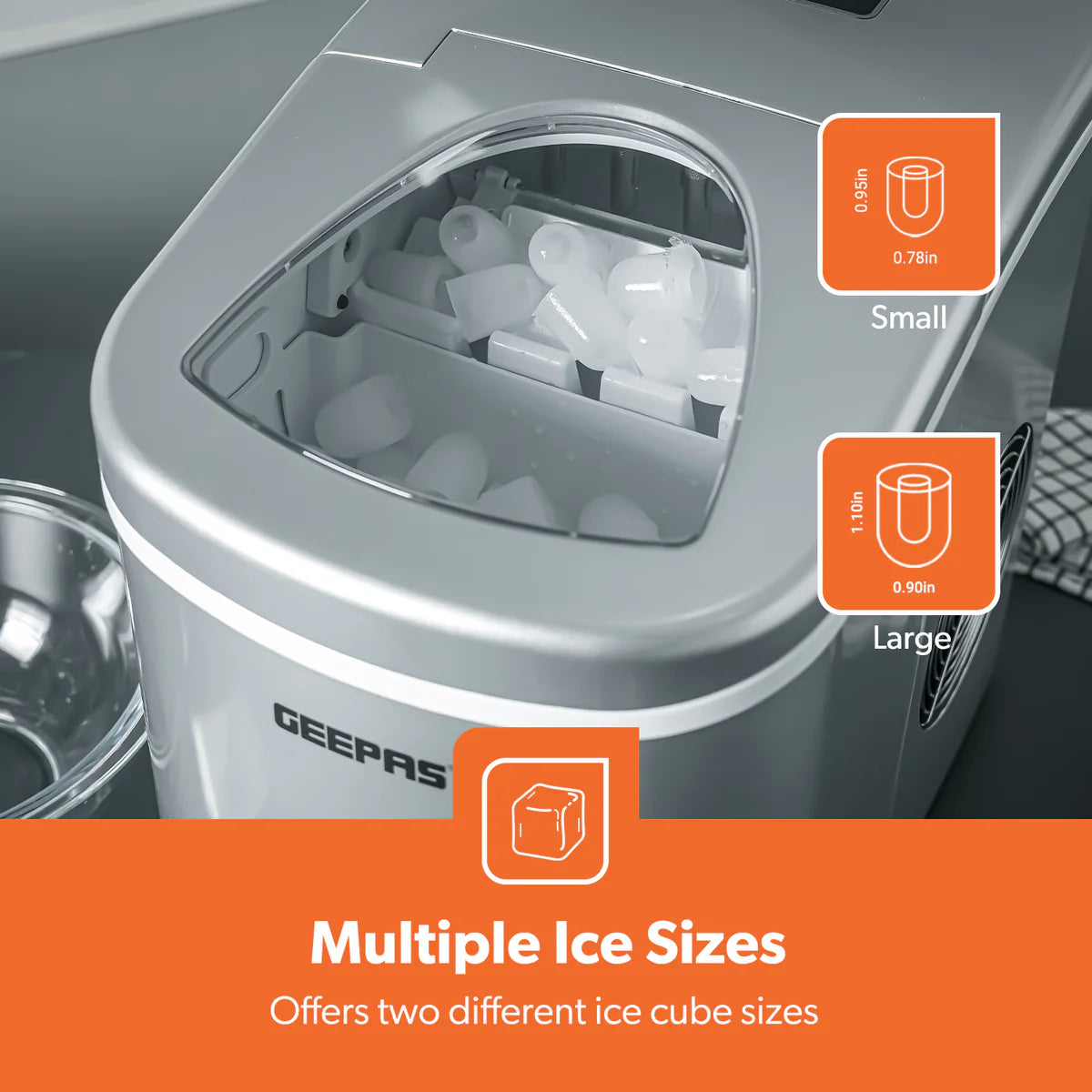 GEEPAS Ice Cube Maker 2.2 L - Fast, Automatic & Portable