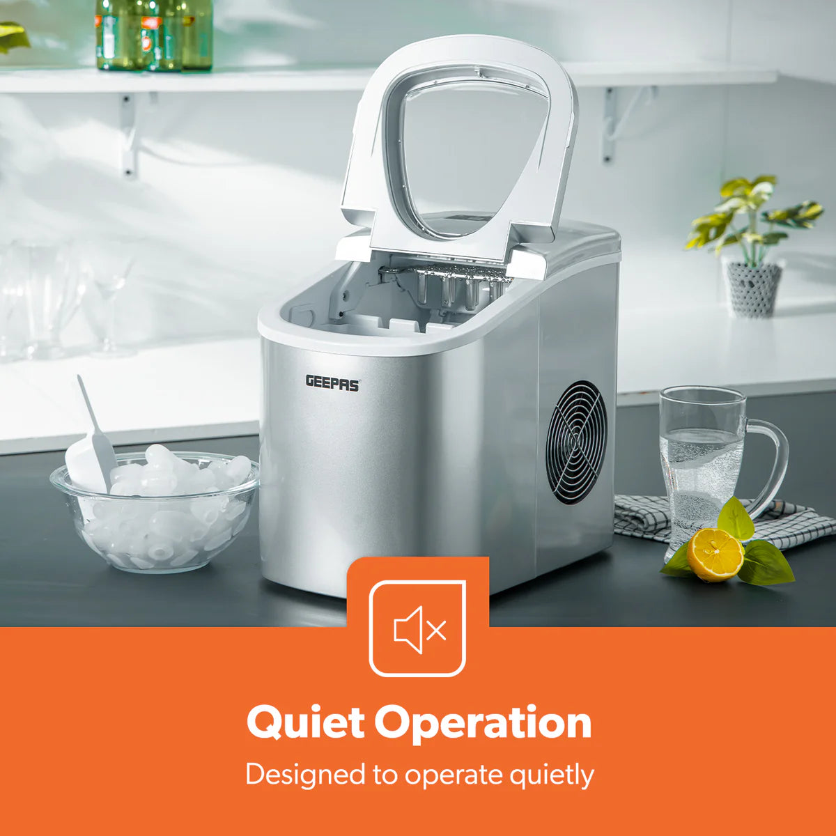 GEEPAS Ice Cube Maker 2.2 L - Fast, Automatic & Portable