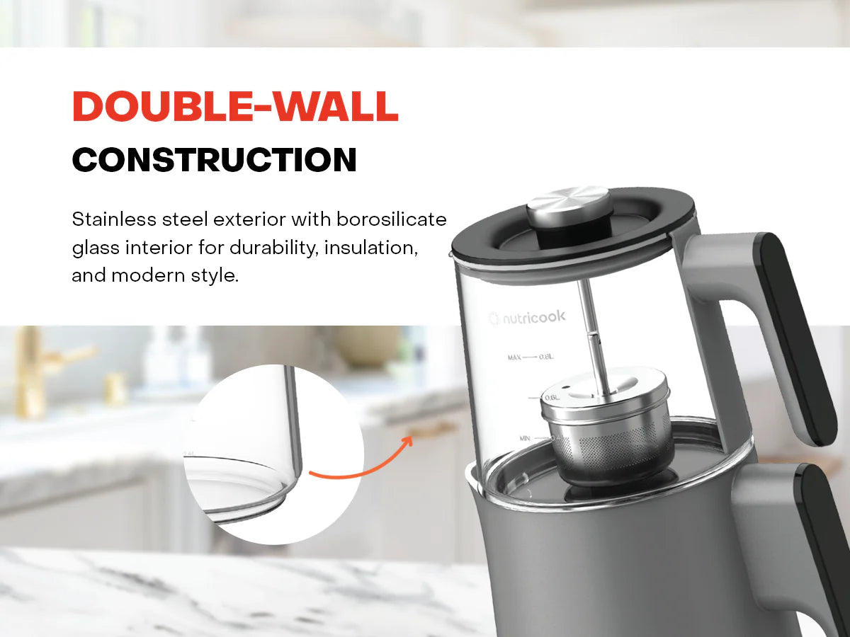 Nutricook 2-in-1 Kettle & Tea Maker NC-KTM330G | 1.7L | Grey