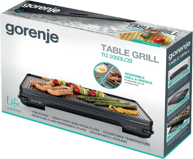 Gorenje Electric Table Grill 1800W with Reversible Non?Stick Plates