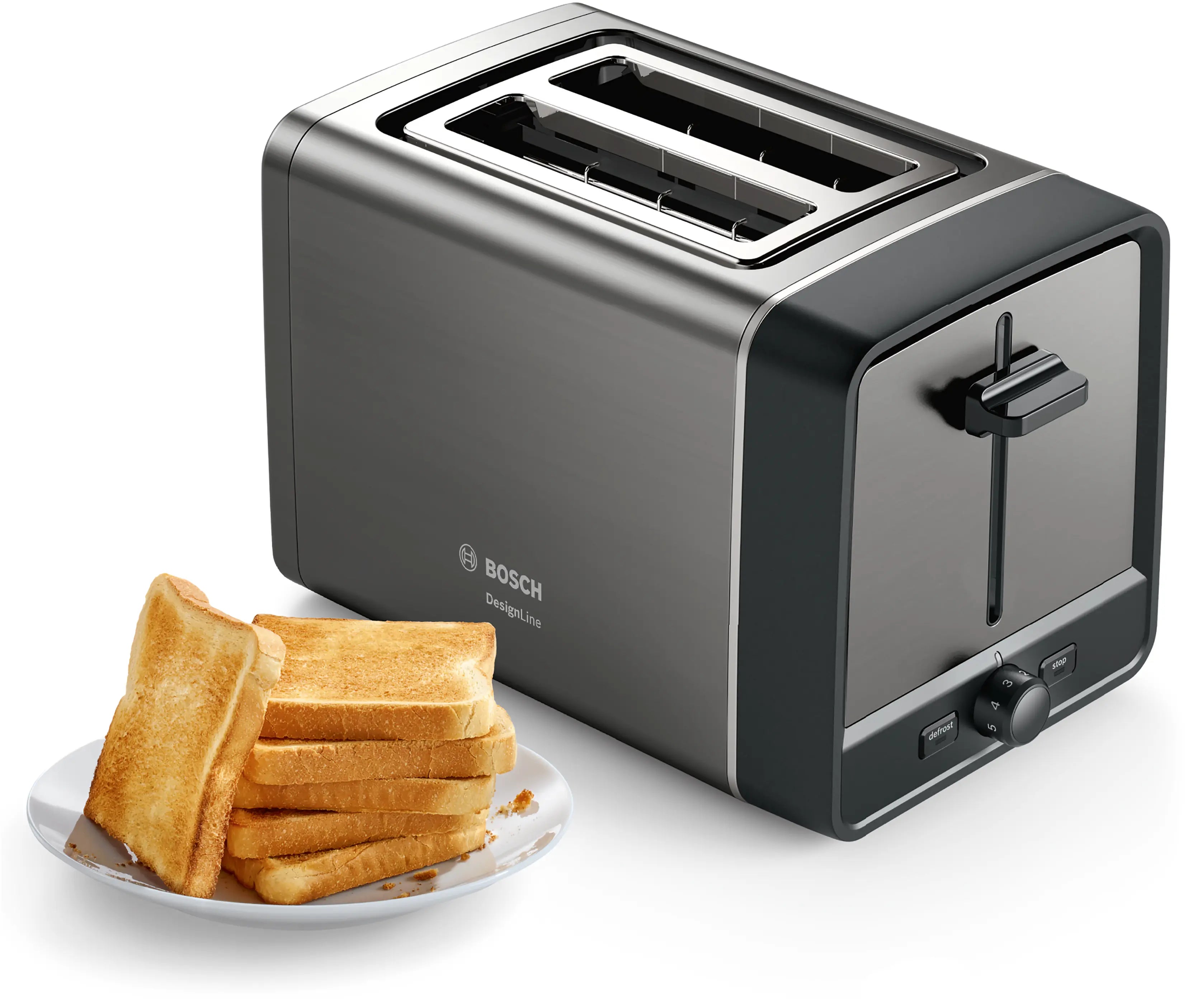 Bosch TAT5P425 Compact Toaster DesignLine 970W Graphite
