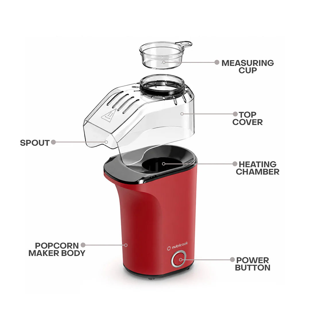 Nutricook Popcorn Maker Essentials NC-PM150R | 1200W | Red