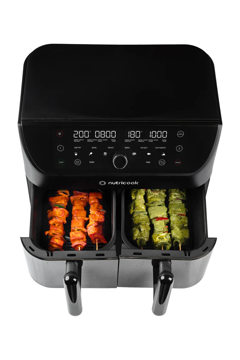 Nutricook 2400w 12-Program Duo Vision Air Fryer Black 8.5 Liter