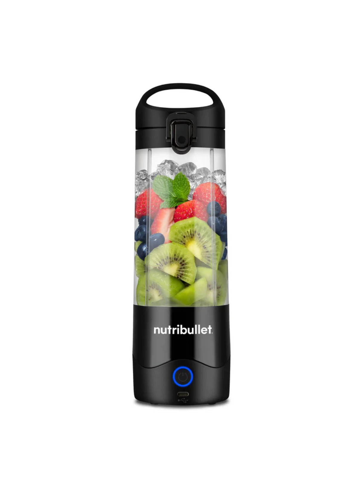 خلاط Nutribullet محمول سعة 475 مل لاسلكي للعصائر والمشروبات، قلاب مقاوم للتسرب للشرب، أبيض