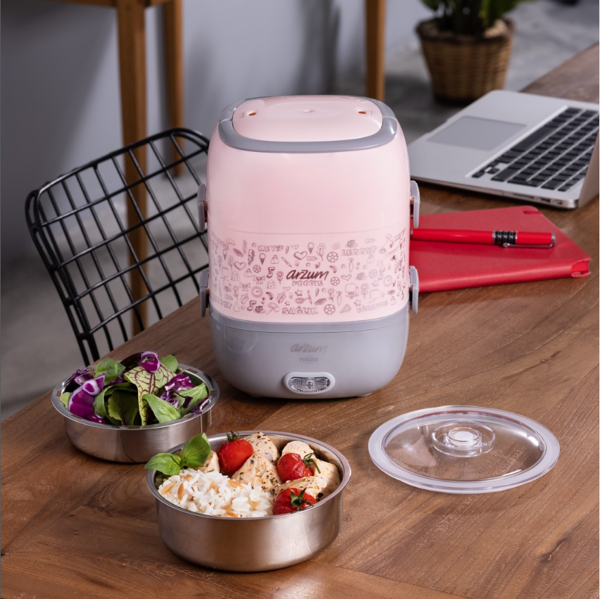 Arzum Electric Heated Lunch Box Pink 1.65L