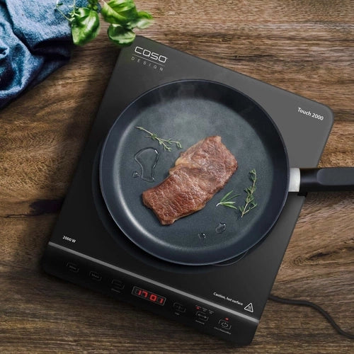 Caso Touch Mobile Single Induction Hob, 2000W, 10 power levels, 10 Temperature levels, Glass ceramic surface , Safe thanks to automatic pot detection, Fast and energy saving. Caso Design Product