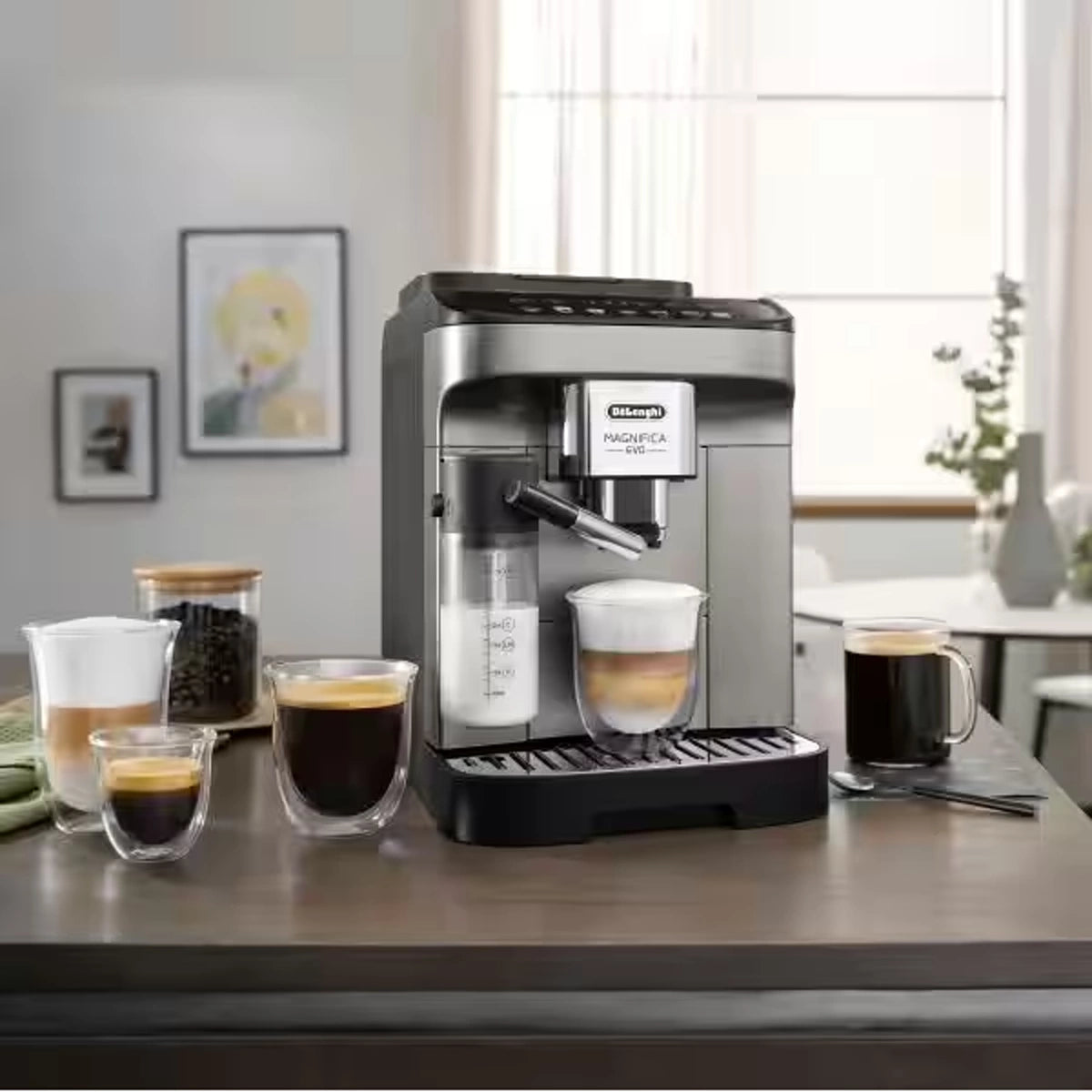 Delonghi Espresso Machine 15-bar 1.8L 1450W with Coffee Grinder and Milk Tank Water Filter