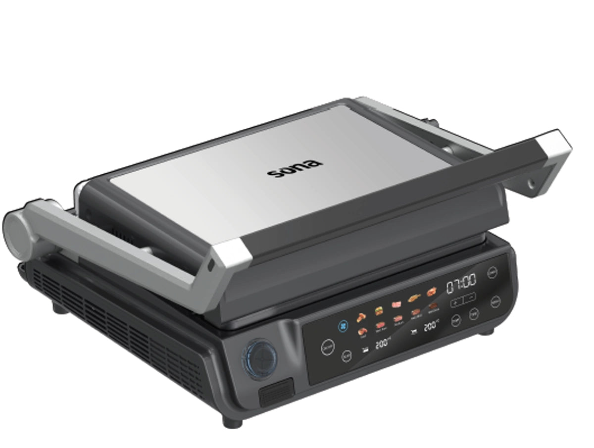 Sona Smokeless Contact Grill 2000w 180° Flat Placement Digital Display With A Touchscreen