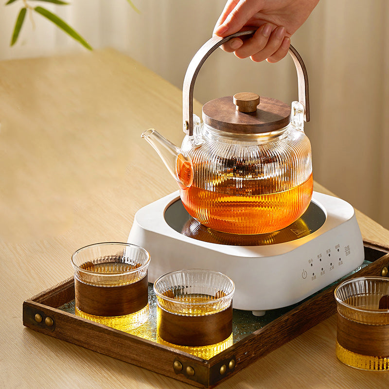 YU Glass Pot with Wooden Handle