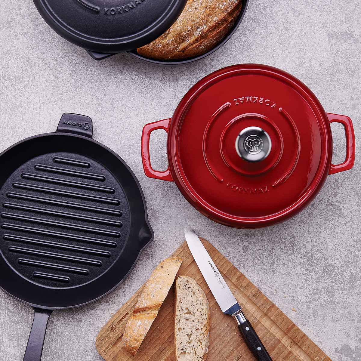 Korkmaz Casta Grill Casserole 24x10.5cm Red