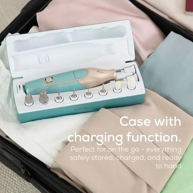 Beurer MP84 Cordless Rechargeable Deluxe Manicure Pedicure Set with 10 Attachments