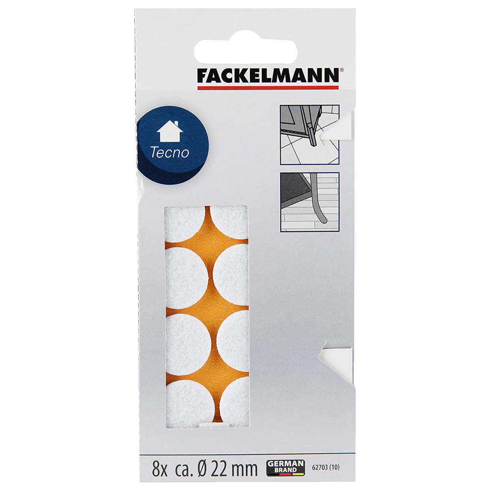 Fackelmann Felt Pads, Ø22 mm, White (Set Of 8)