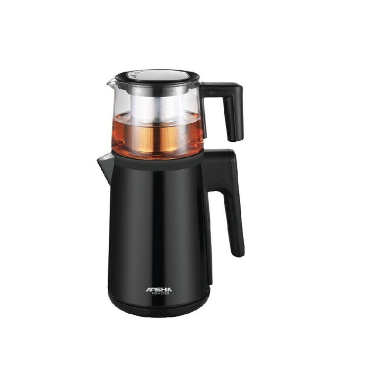 Arshia Stainless Steel Tea Maker with glass teapot - Black
