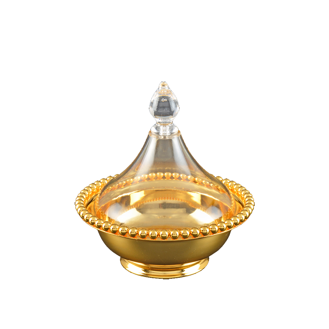 Vague Golden Steel Dates Bowls 15cm W Cover - Whole and All