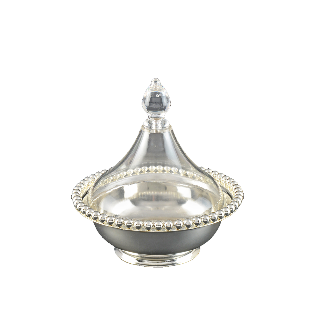 Vague Silver Steel Dates Bowls 10cm W Cover - Whole and All