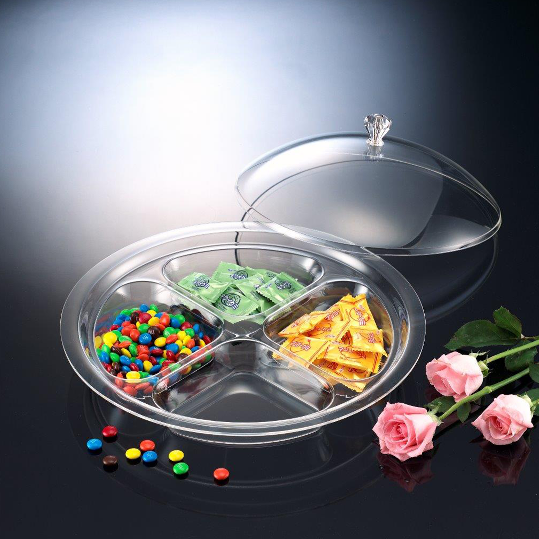 Vague Acrylic Server Round 35cm W Compartment /4 - Whole and All