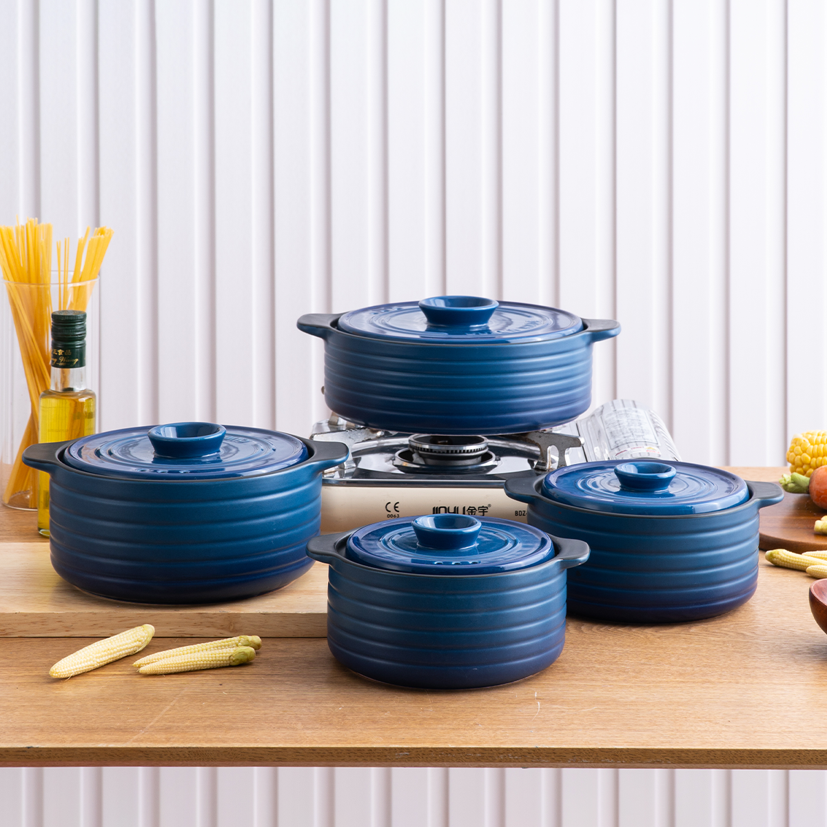 D.Fire Ceramic Casserole Blue