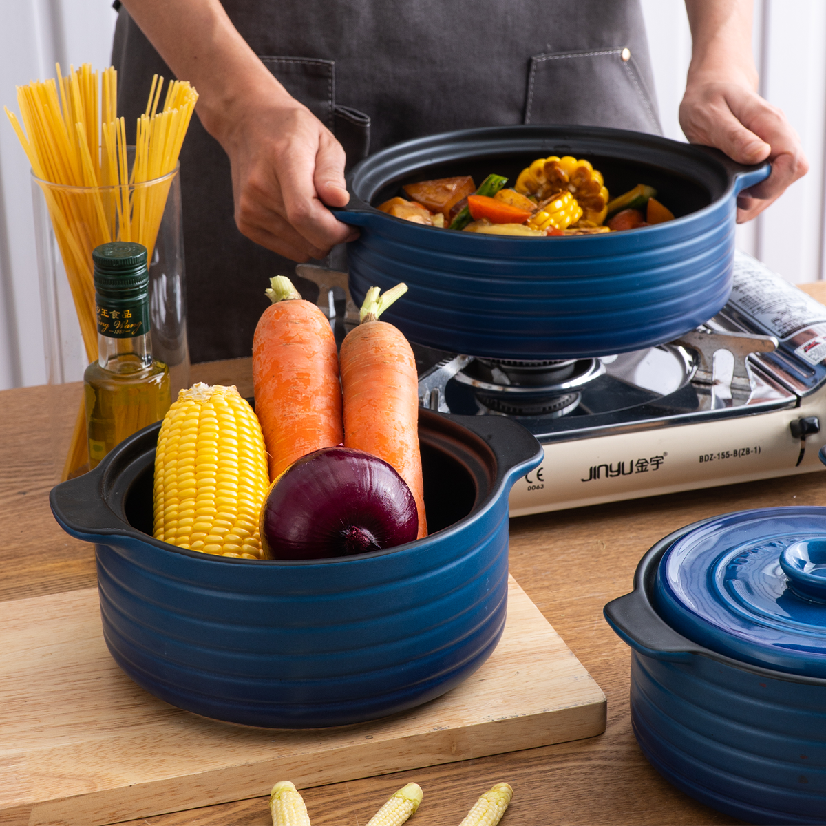 D.Fire Ceramic Casserole Blue