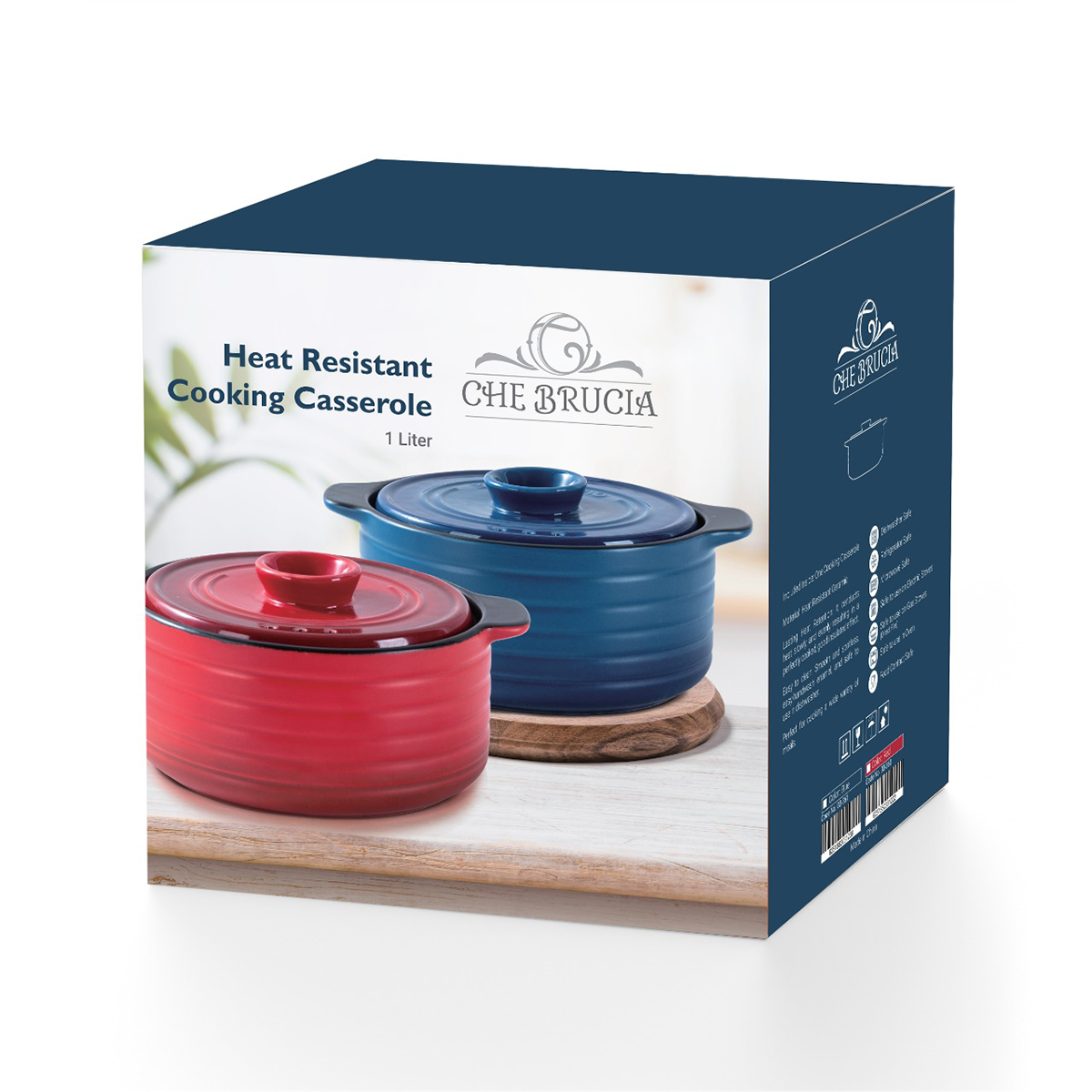 D.Fire Ceramic Casserole Blue
