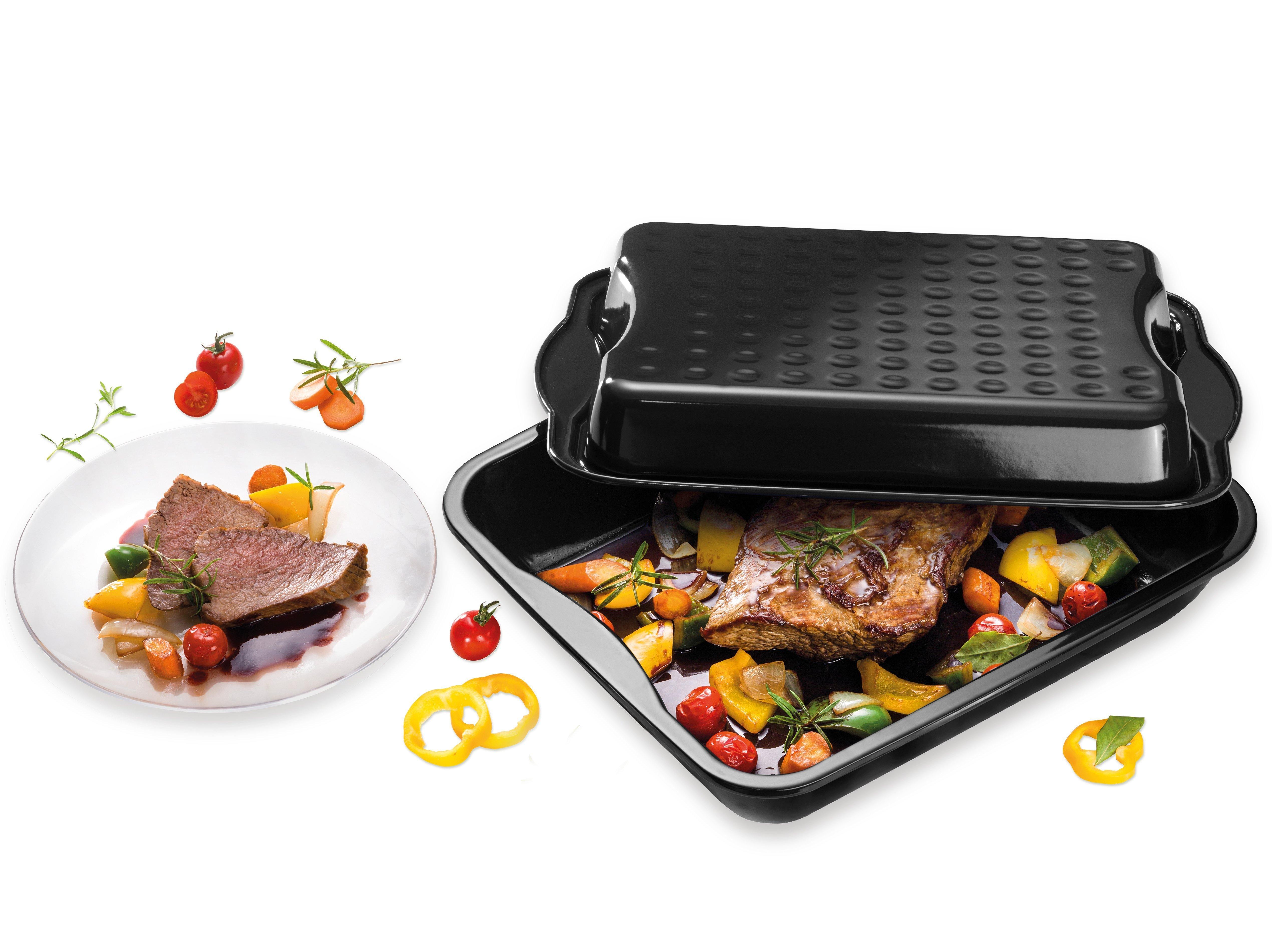 Dr. Oetker "Back-Idee Kreativ" Xxl Roasting Dish Incl. Cover (Set Of 2), Black, 40X34X8 Cm, 7100 Ml - Whole and All