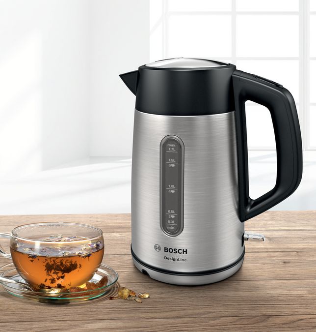 Bosch Electric Kettle 2400W, 1.7 L (Black/Stainless Steel)