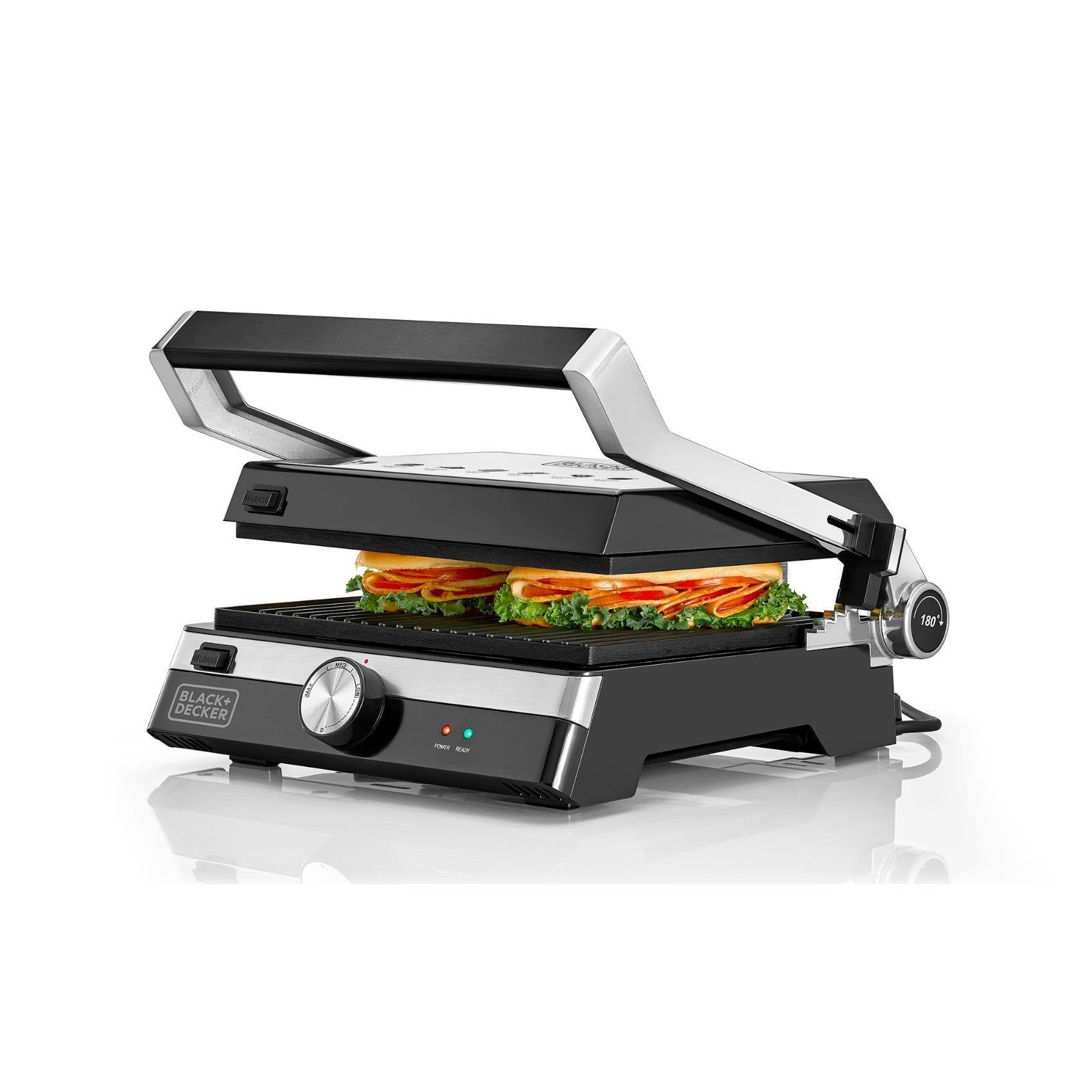 Black+Decker Family Health Grill, 2000W (Black/Silver) - Whole and All