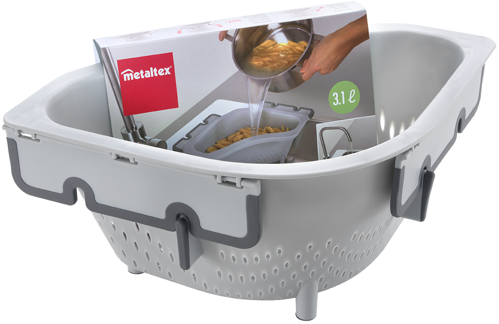 Metaltex Plastic Adjustable Over The Corner Colander, 25X25 Cm