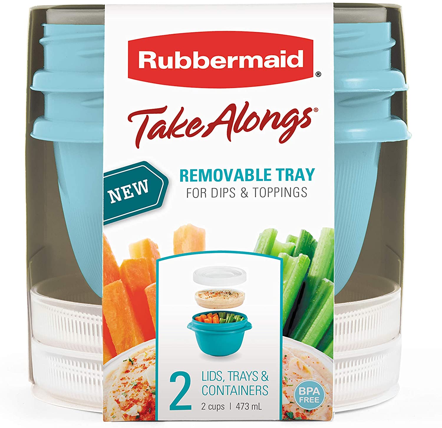 Rubbermaid Takealongs Medium Twist Seal With Insert Tray Food Storage Container, 473 ml (2 Pack) - Whole and All