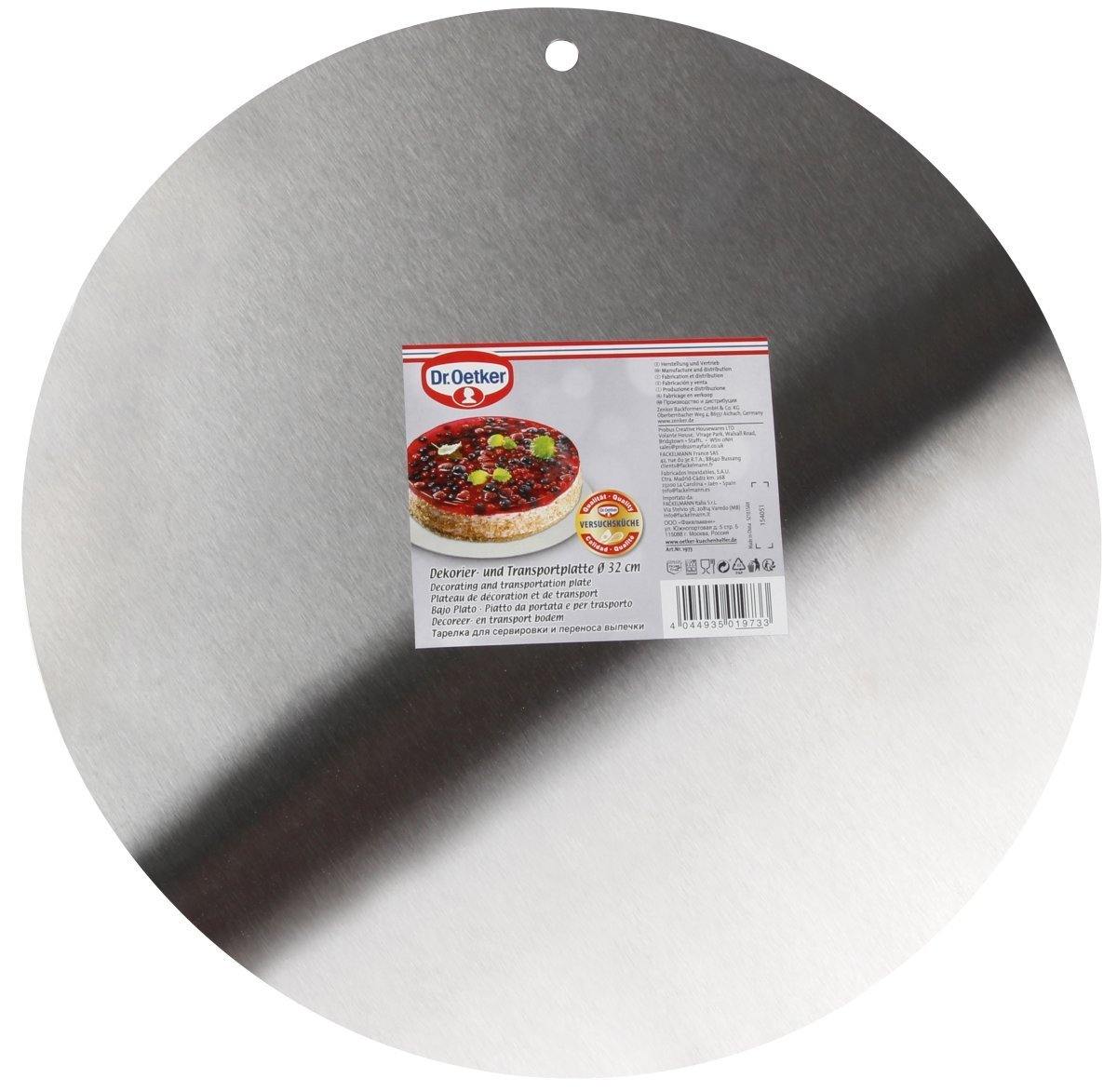 Dr. Oetker Profi Decor and Transportation Plate, Stainless Steel, Silver, 32 cm - Whole and All