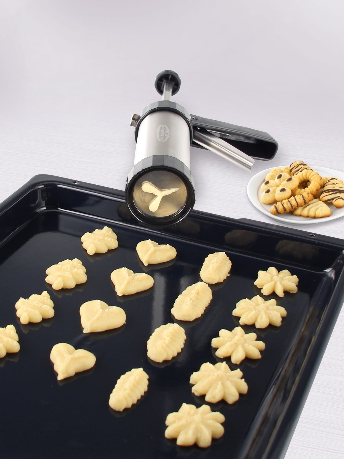 Dr.Oetker Stainless Steel Cookie Press With 12 Forming Moulds