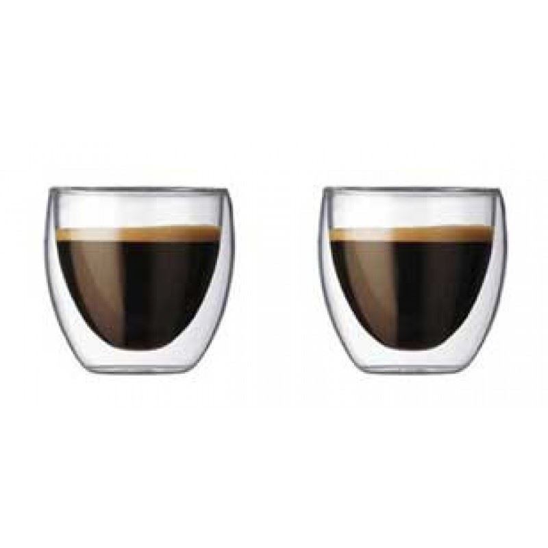 Bodum Pavina قطعتان من الزجاج ، جدار مزدوج ، صغير جدًا ، 0.08 لتر ، 2.5 أوقية (شفاف)