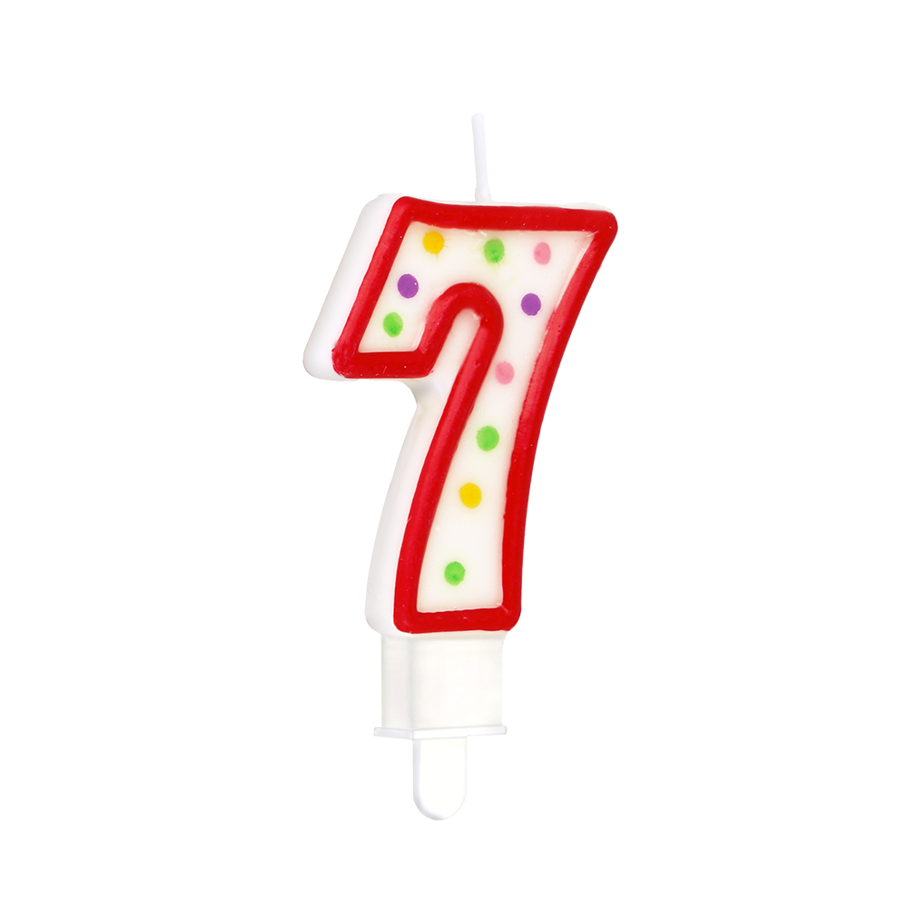 شمعة عيد ميلاد بلاستيكية من ميتالتكس '' Digit 7 '' ، Blistercard ، 7 سم