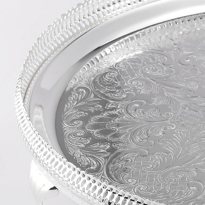Queen Anne Round Tray With Legs Without Handle/Silver