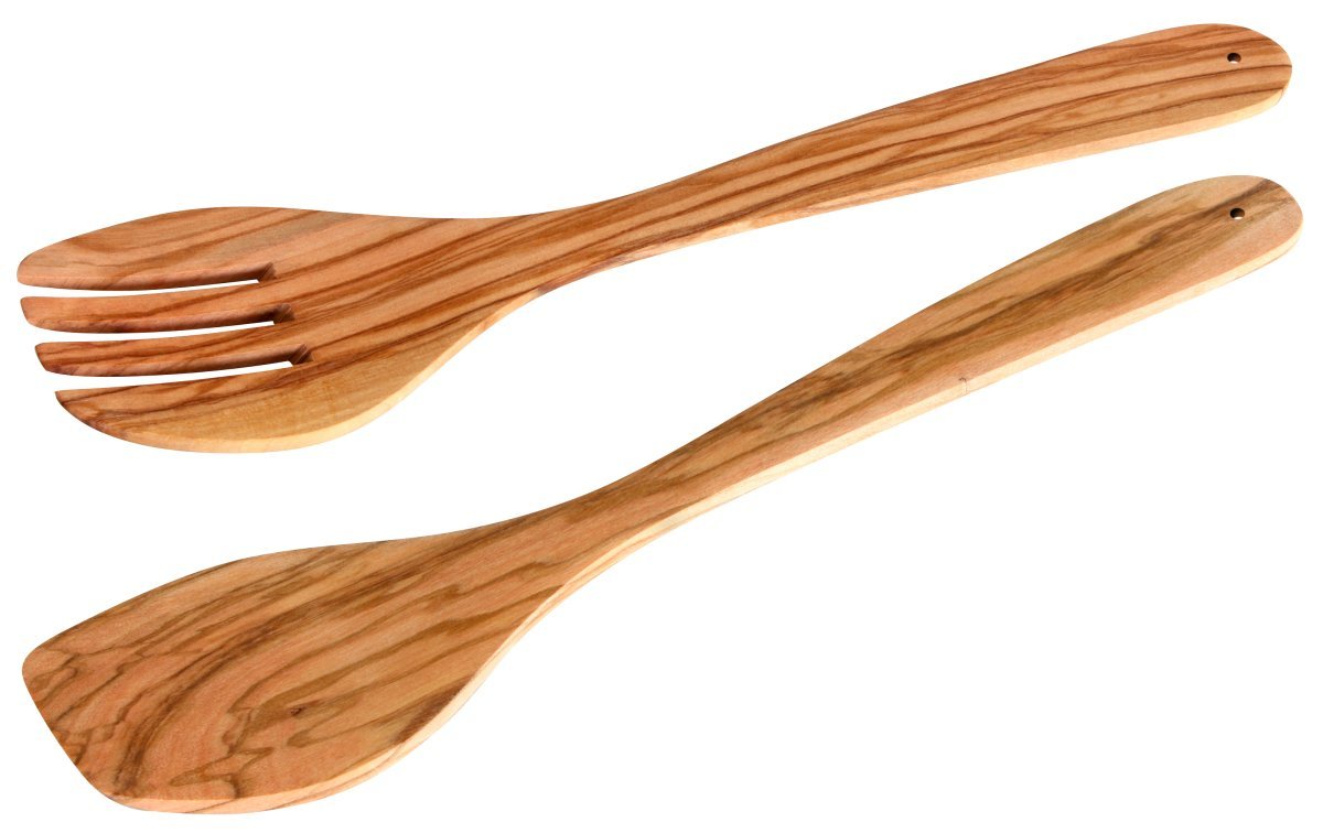 Fackelmann Salad Servers, Nature Olive Wood, 2 Pcs